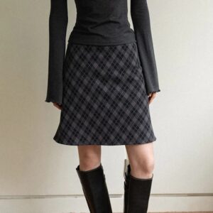 チェック柄Aラインミニスカート