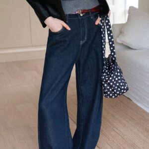 ハイウエストワイドレッグデニムパンツ