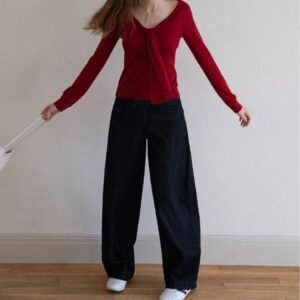 レディース ワイドレッグ デニムパンツ