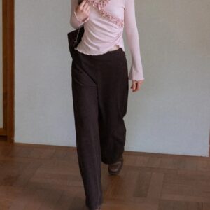 ハイウエストコーデュロイワイドレッグパンツ